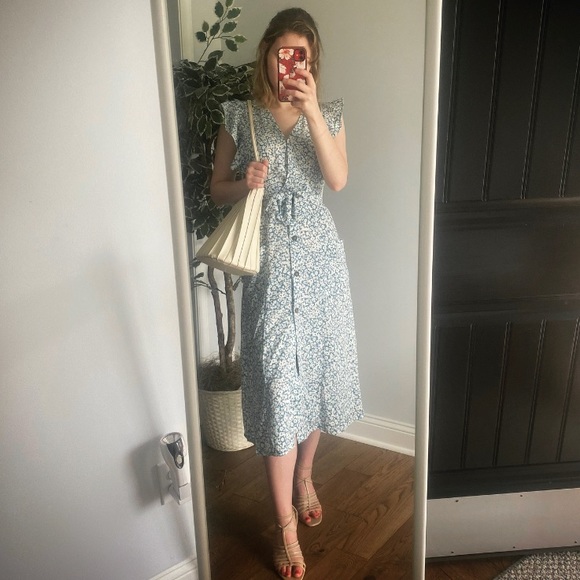 Flutter sleeve front button midi dress - Picture 3 of 5